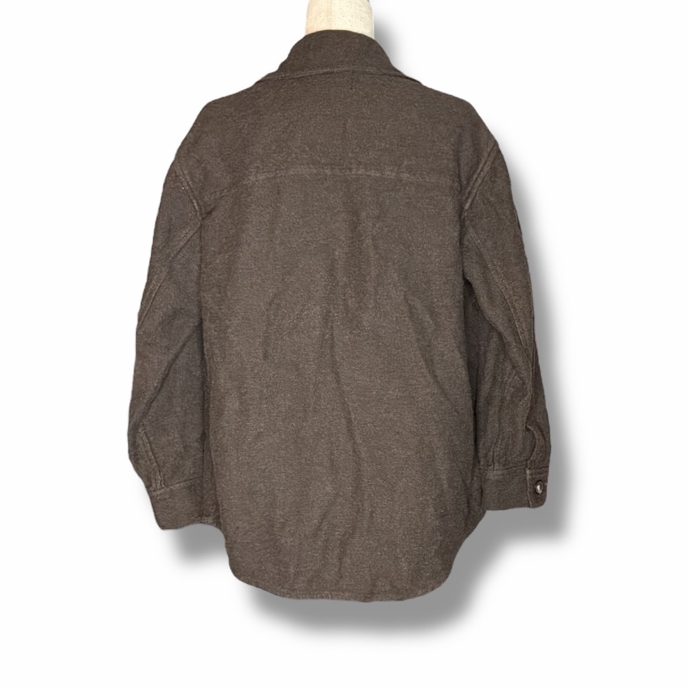 Everlane Heather Brown Flannel Collared Button Up Shacket Jacket Size Medium - Picture 4 of 8